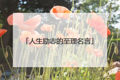 人生励志的至理名言