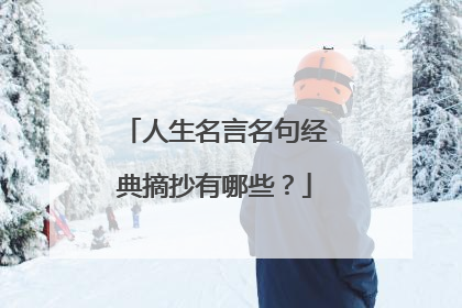 人生名言名句经典摘抄有哪些？