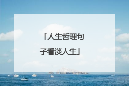 人生哲理句子看淡人生