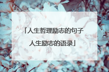 人生哲理励志的句子 人生励志的语录