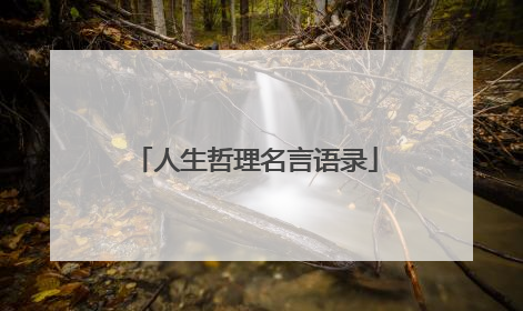 人生哲理名言语录
