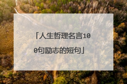 人生哲理名言100句励志的短句