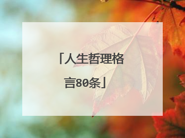 人生哲理格言80条