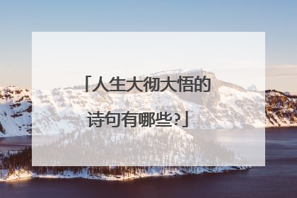人生大彻大悟的诗句有哪些?