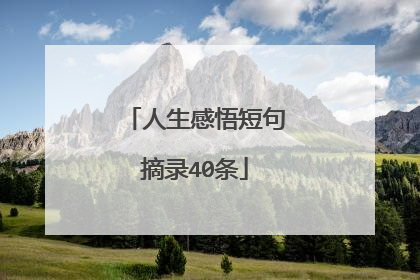 人生感悟短句摘录40条
