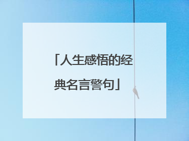 人生感悟的经典名言警句