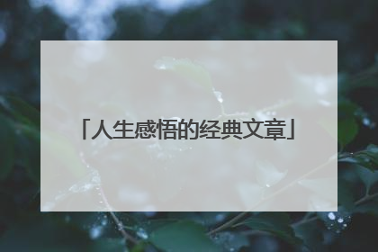 人生感悟的经典文章