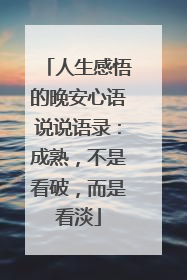 人生感悟的晚安心语说说语录:成熟,不是看破,而是看淡