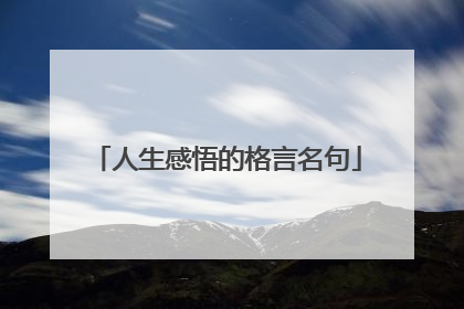 人生感悟的格言名句