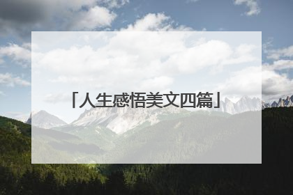 人生感悟美文四篇