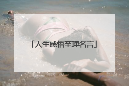 人生感悟至理名言