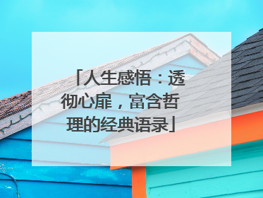 人生感悟:透彻心扉,富含哲理的经典语录