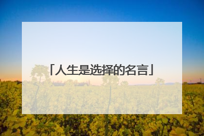 人生是选择的名言