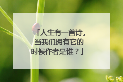 人生有一首诗, 当我们拥有它的时候作者是谁?