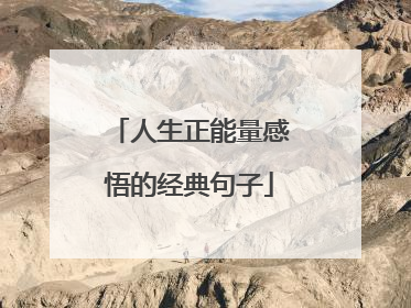 人生正能量感悟的经典句子
