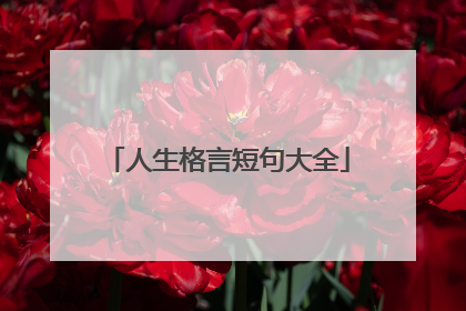 人生格言短句大全