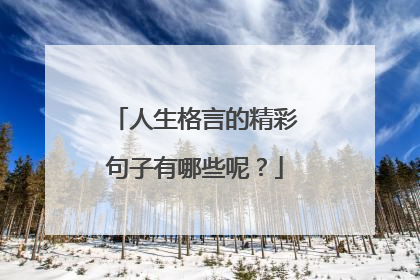 人生格言的精彩句子有哪些呢?
