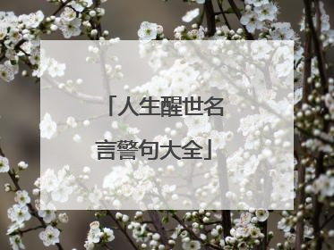 人生醒世名言警句大全