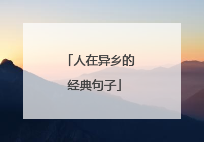 人在异乡的经典句子