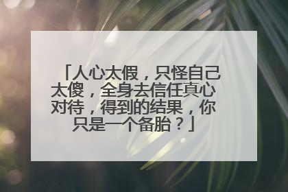 人心太假,只怪自己太傻,全身去信任真心对待,得到的结果,你只是一个备胎?