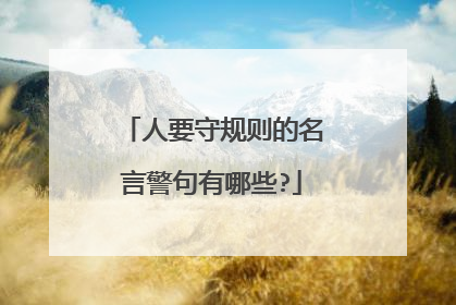 人要守规则的名言警句有哪些?