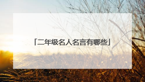 二年级名人名言有哪些