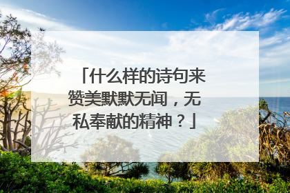 什么样的诗句来赞美默默无闻,无私奉献的精神?