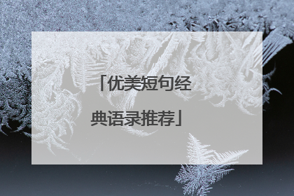 优美短句经典语录推荐