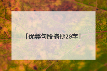 优美句段摘抄20字