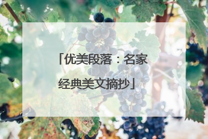 优美段落:名家经典美文摘抄