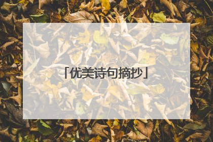 优美诗句摘抄