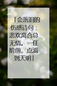 会落泪的伤感诗句：悲欢离合总无情。一任阶前、点滴到天明