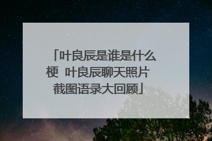 叶良辰是谁是什么梗 叶良辰聊天照片截图语录大回顾