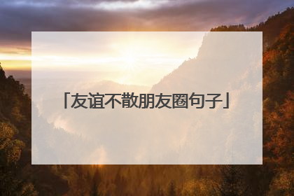 友谊不散朋友圈句子