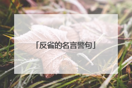 反省的名言警句