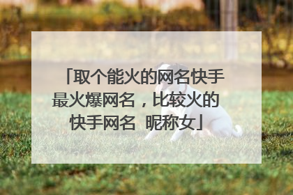 取个能火的网名快手最火爆网名,比较火的快手网名 昵称女