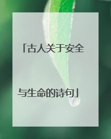 古人关于安全与生命的诗句