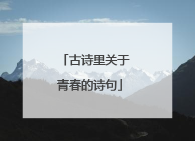 古诗里关于青春的诗句