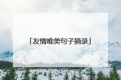 友情唯美句子摘录