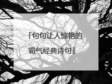 句句让人惊艳的霸气经典诗句