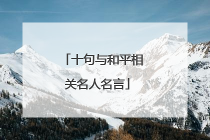十句与和平相关名人名言