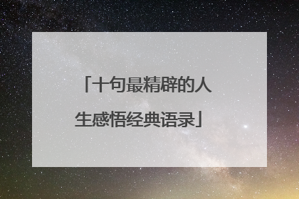 十句最精辟的人生感悟经典语录