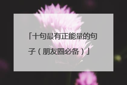 十句最有正能量的句子(朋友圈必备)