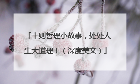 十则哲理小故事,处处人生大道理!(深度美文)