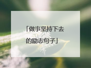 做事坚持下去的励志句子