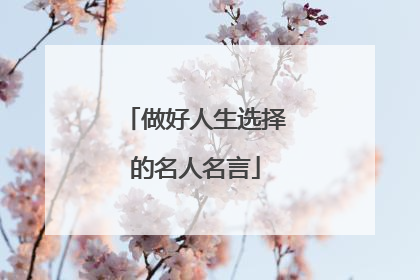 做好人生选择的名人名言