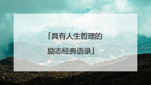 具有人生哲理的励志经典语录