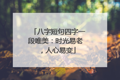 八字短句四字一段唯美:时光易老,人心易变