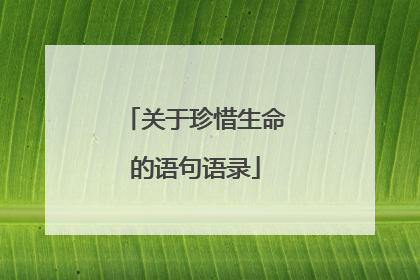 关于珍惜生命的语句语录