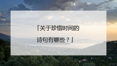 关于珍惜时间的诗句有哪些?